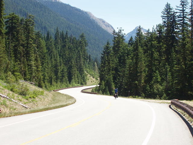 winding downhill, slightly