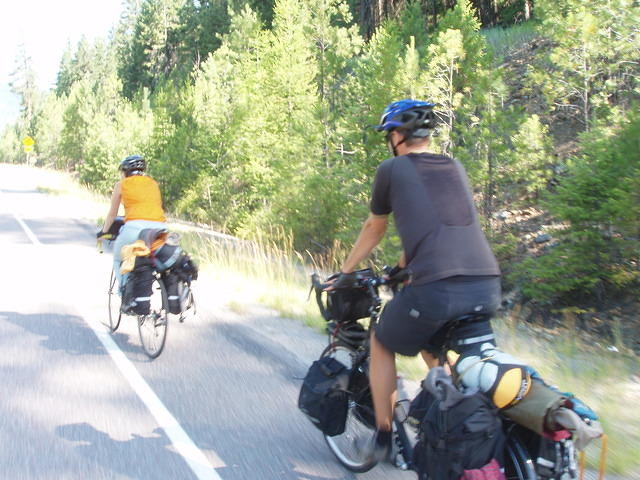 greg and megan on bikes in montana